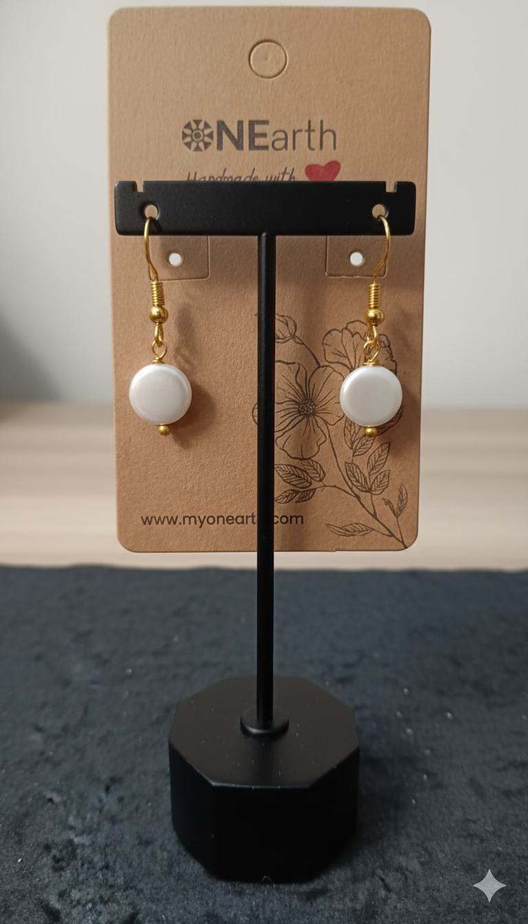 ONEarth - #13 - Coin Baroque Pearl Earrings thumbnail 5