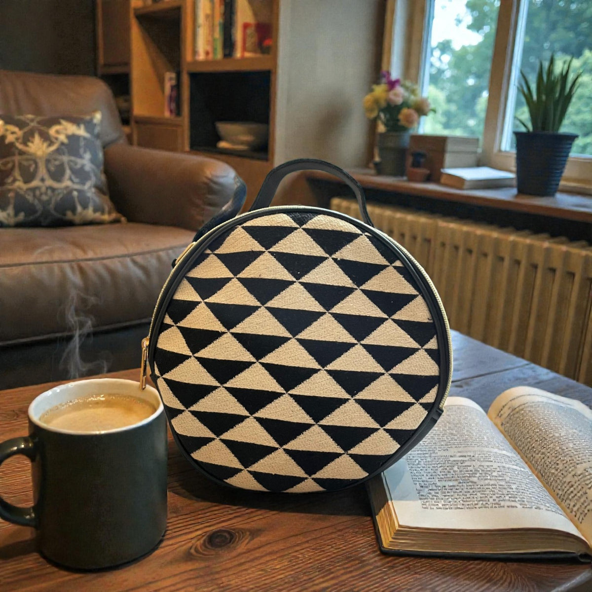 Appealing vegan Leather Round sling bag
