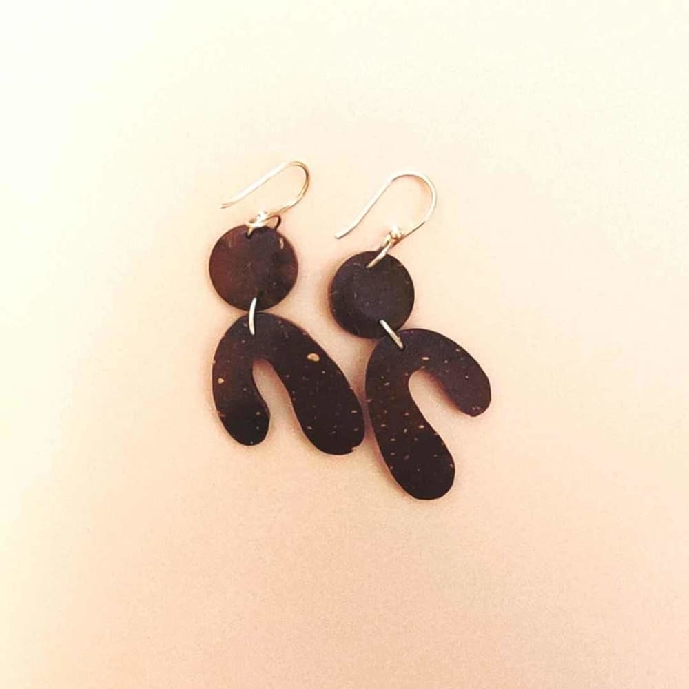 Brown Hollow Flower Coconut Shell Dangle Earrings Retro - Temu