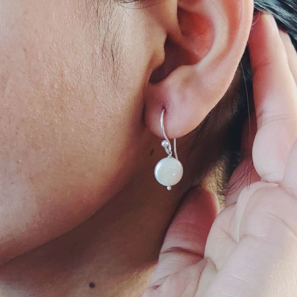 #13 - Coin Baroque Pearl Earrings - Silver Hook - Jewellery