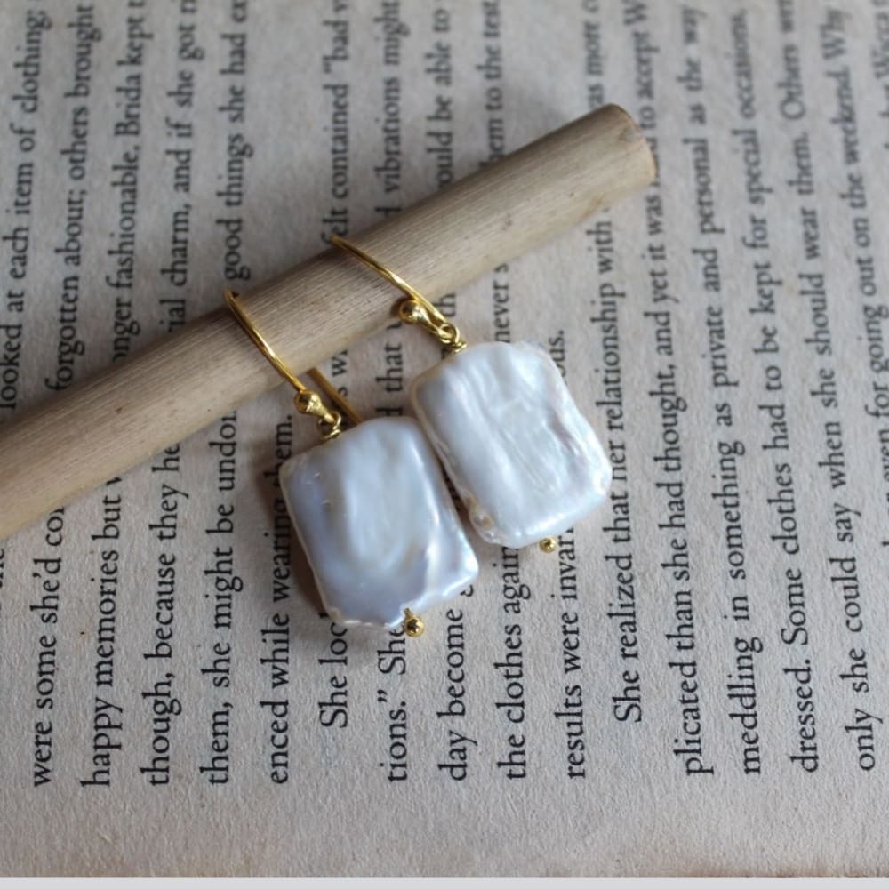 ONEarth #34 Square Baroque Pearl Earrings - Main Image