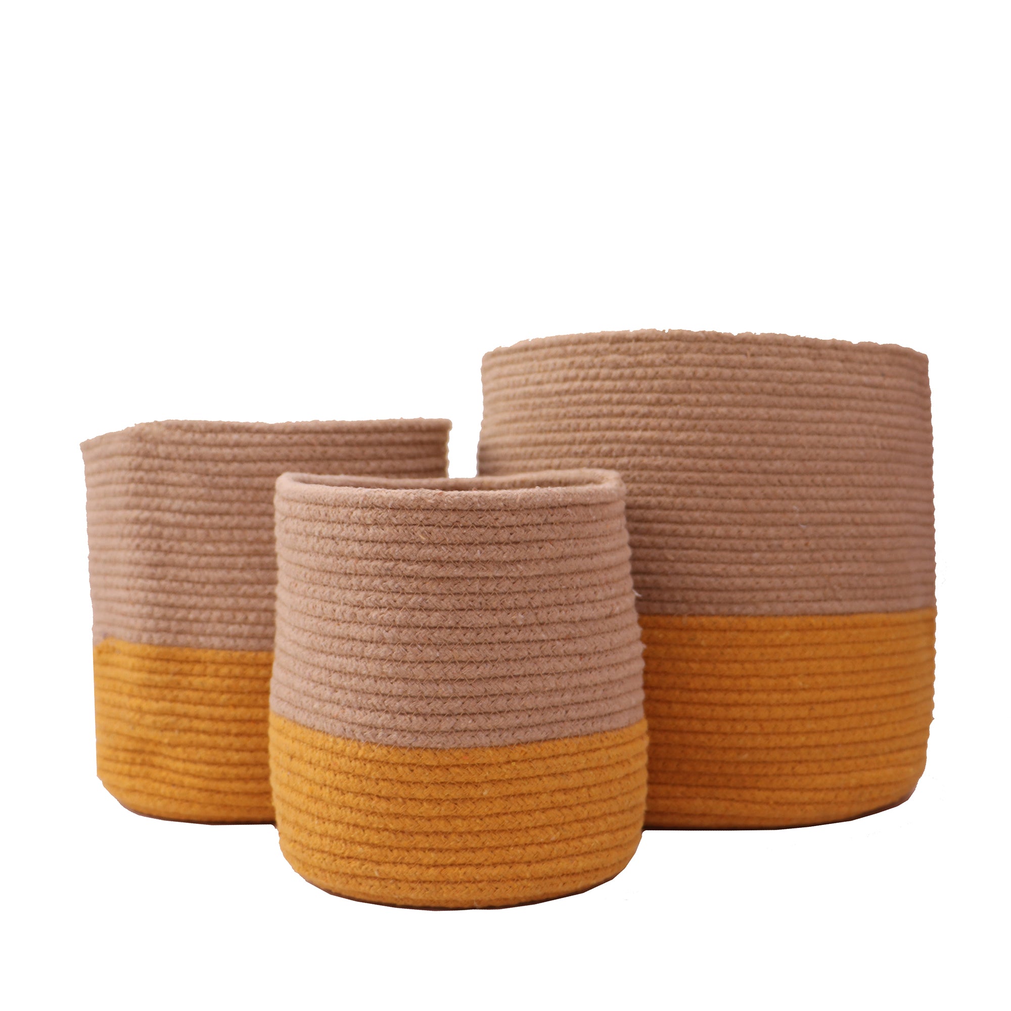 Dual tone Jute Baskets ( Yellow)