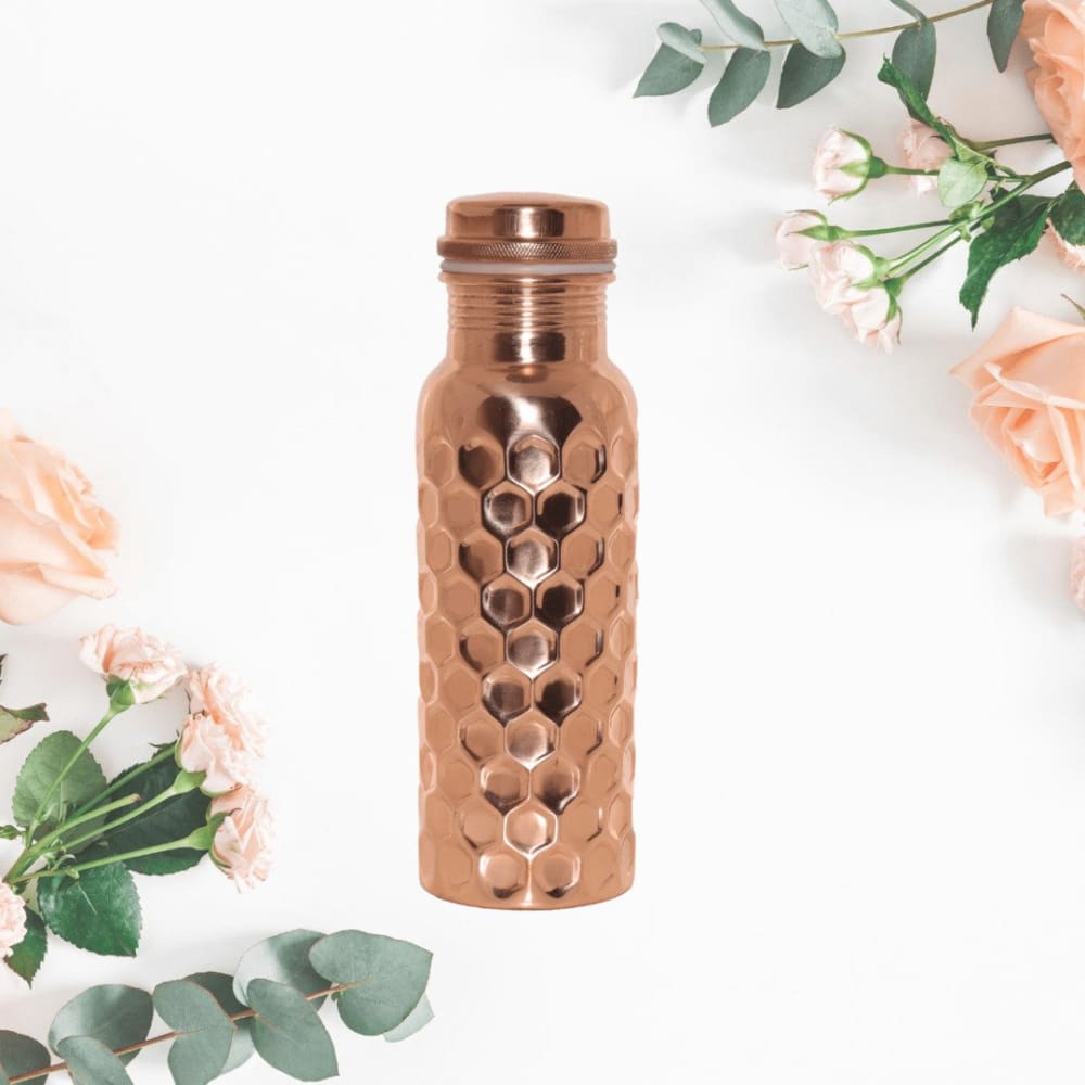 750 ml Copper Bottle (with Cleaning Brush) - Honeycomb - 