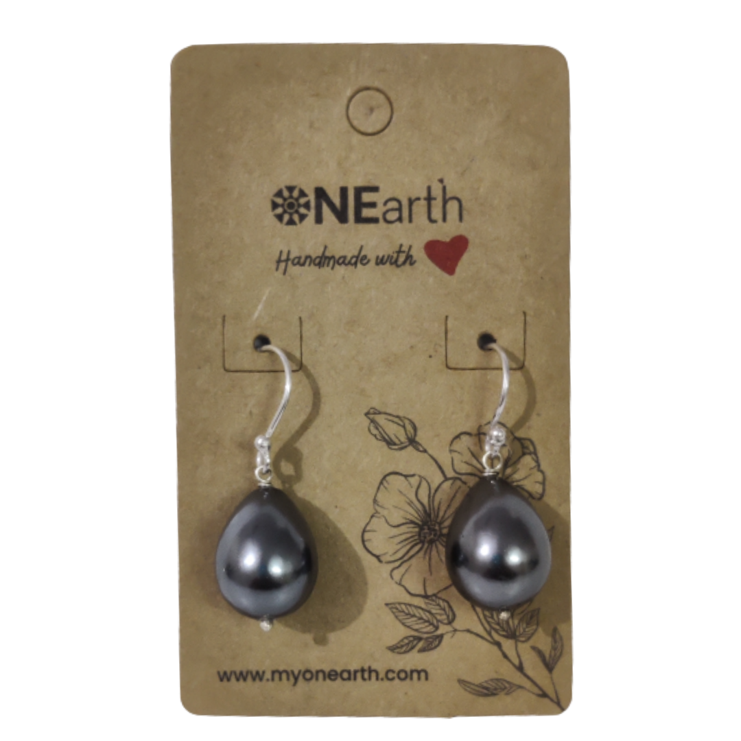 #66 - Drop Baroque shell pearl Earrings (Metalic)