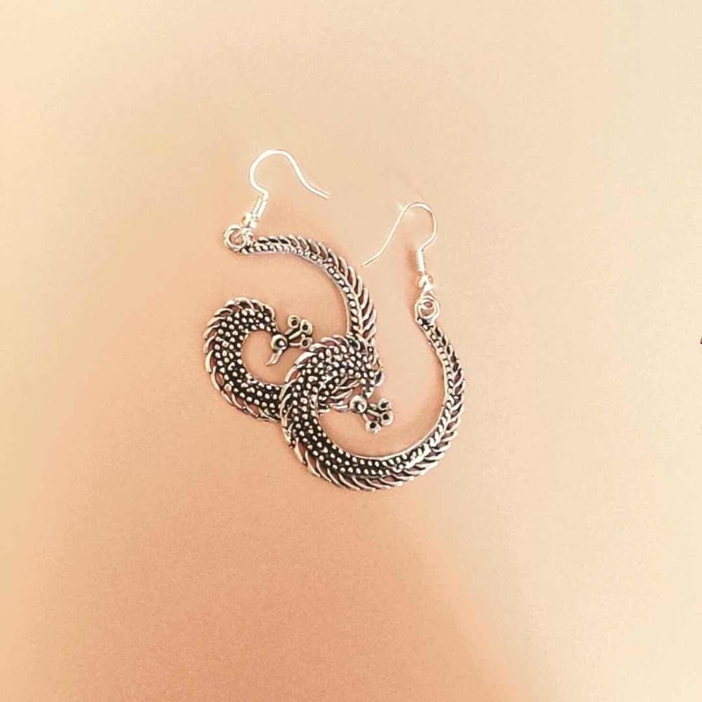 Antique Peacock Metal Earrings thumbnail 5