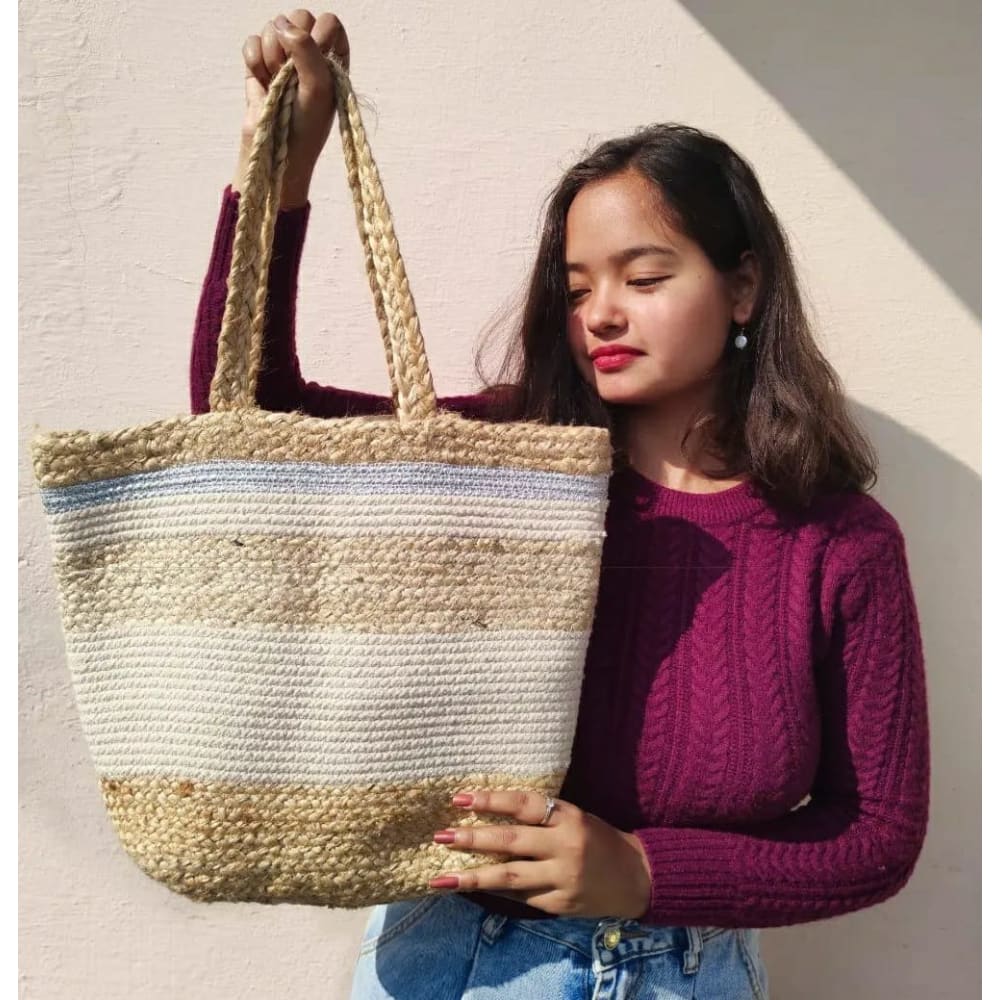 Beige Jute Tote Bag - ONEarth