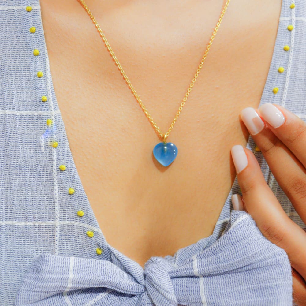 ONEarth Blue Chalcedony Stone Pendant with Chain