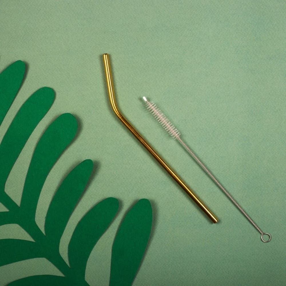 Brass / Copper Straws With Cleaner - Pack of 2 - Kitchen