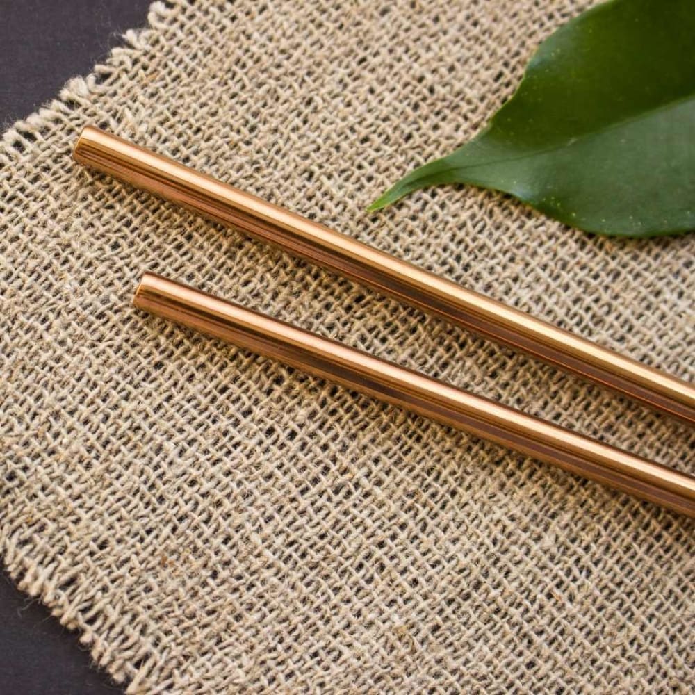 Brass / Copper Straws With Cleaner - Pack of 2 - Brass / 