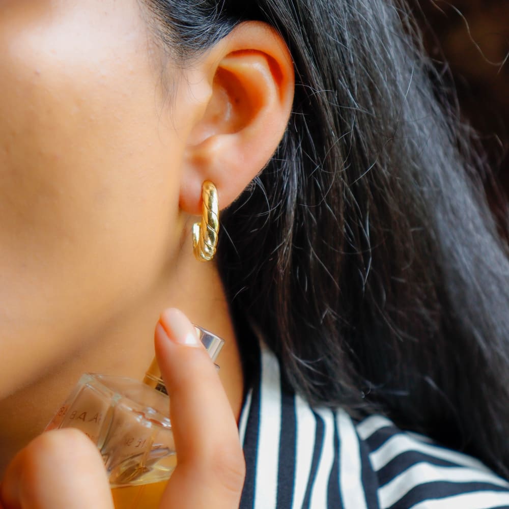 Circle- Gold Plated Brass Metal Earrings - Jewellery