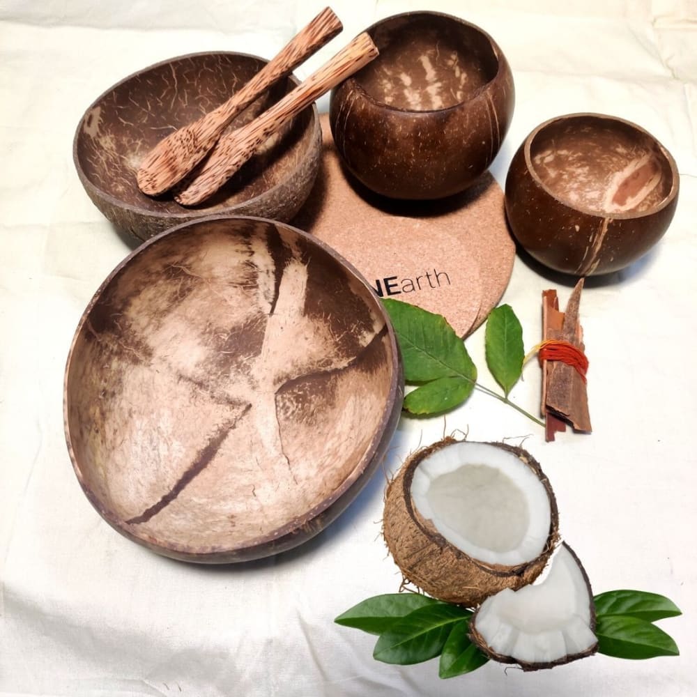 Coconut Shell Bowl - Family Pack - 4 Different Size - 
