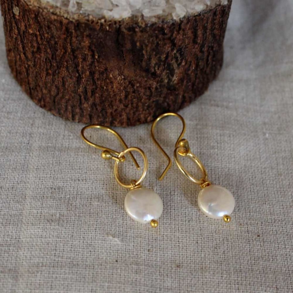 Coin Baroque Pearl Earrings