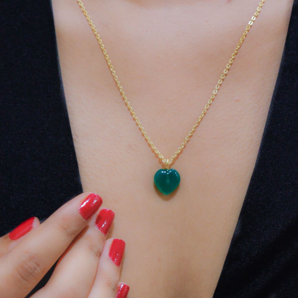 ONEarth Green Jade Stone Pendant with Chain - Main Image