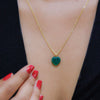 Green Jade Stone Pendant with Chain - Golden Chain - 