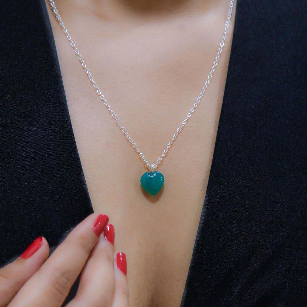 Green jade store stone necklace