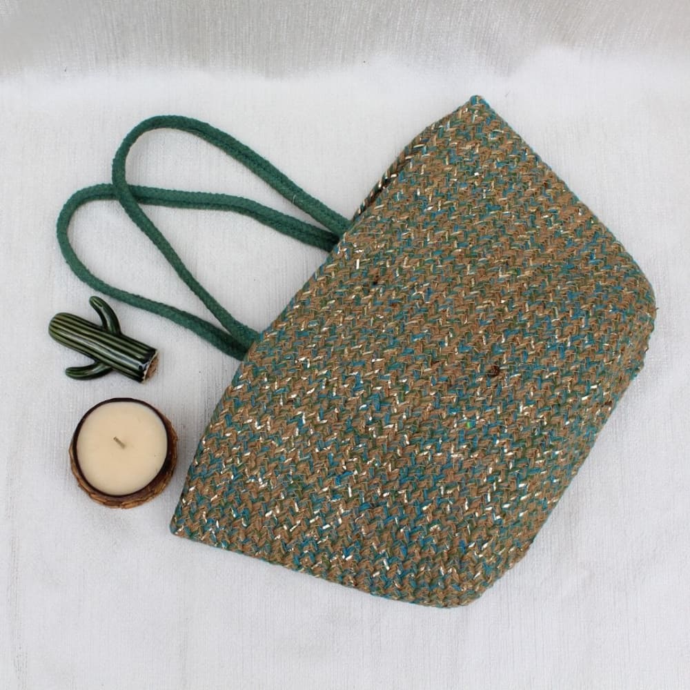 Green Jute Tote Bag - Bags