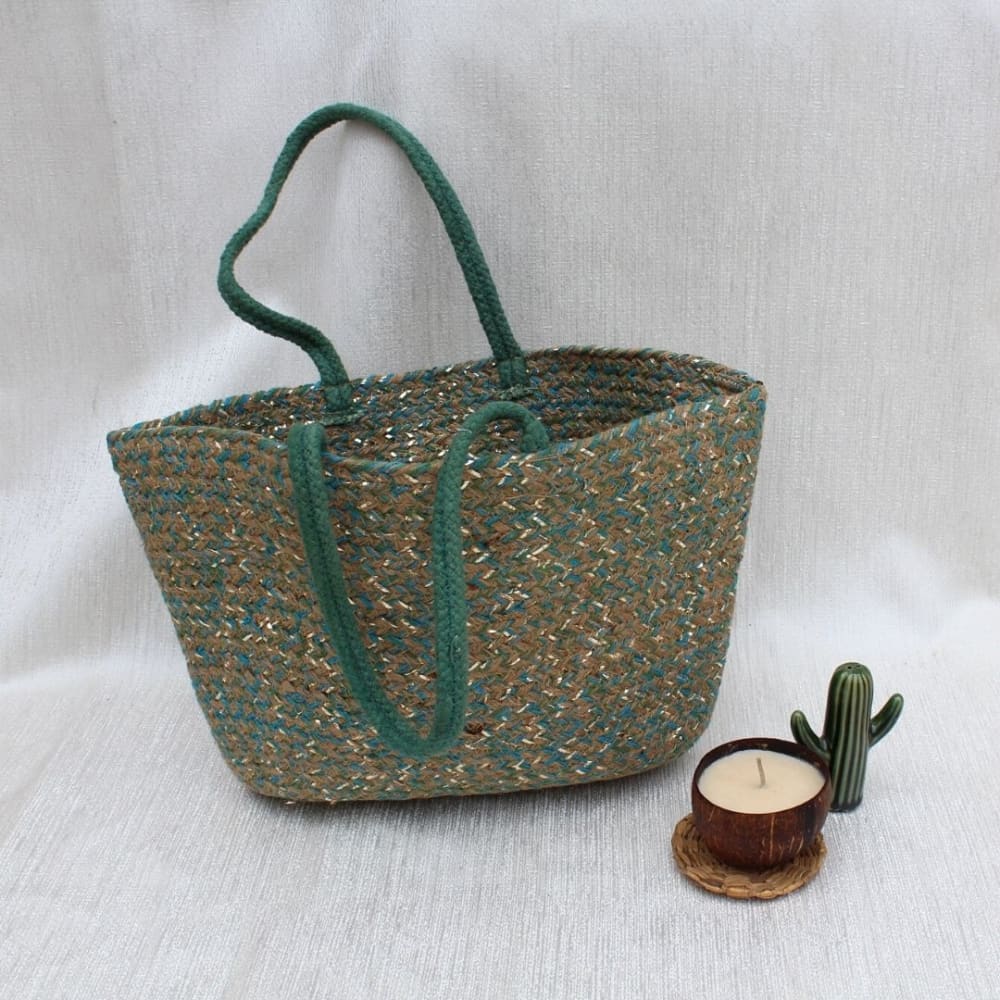 ONEarth Green Jute Tote Bag