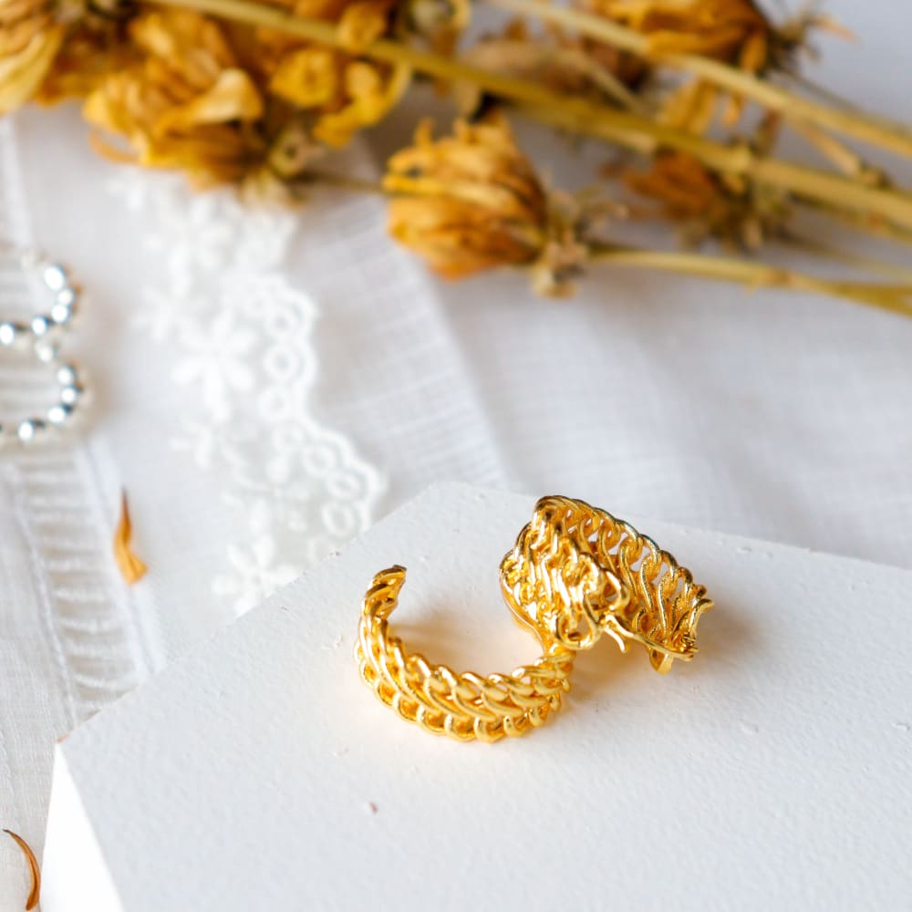 Strips - Gold Plated Brass Metal Earrings thumbnail 6
