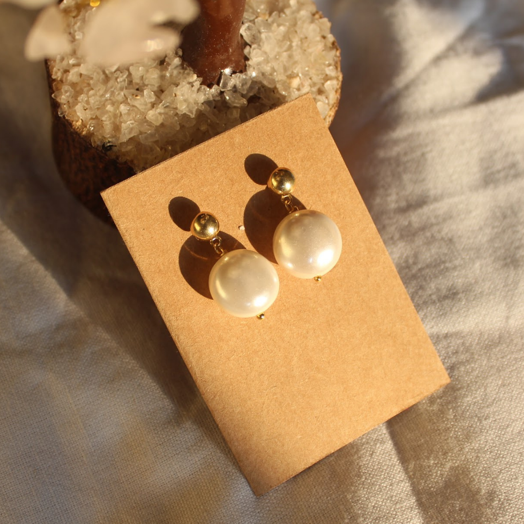 Shell Coin Pearl Earrings #30