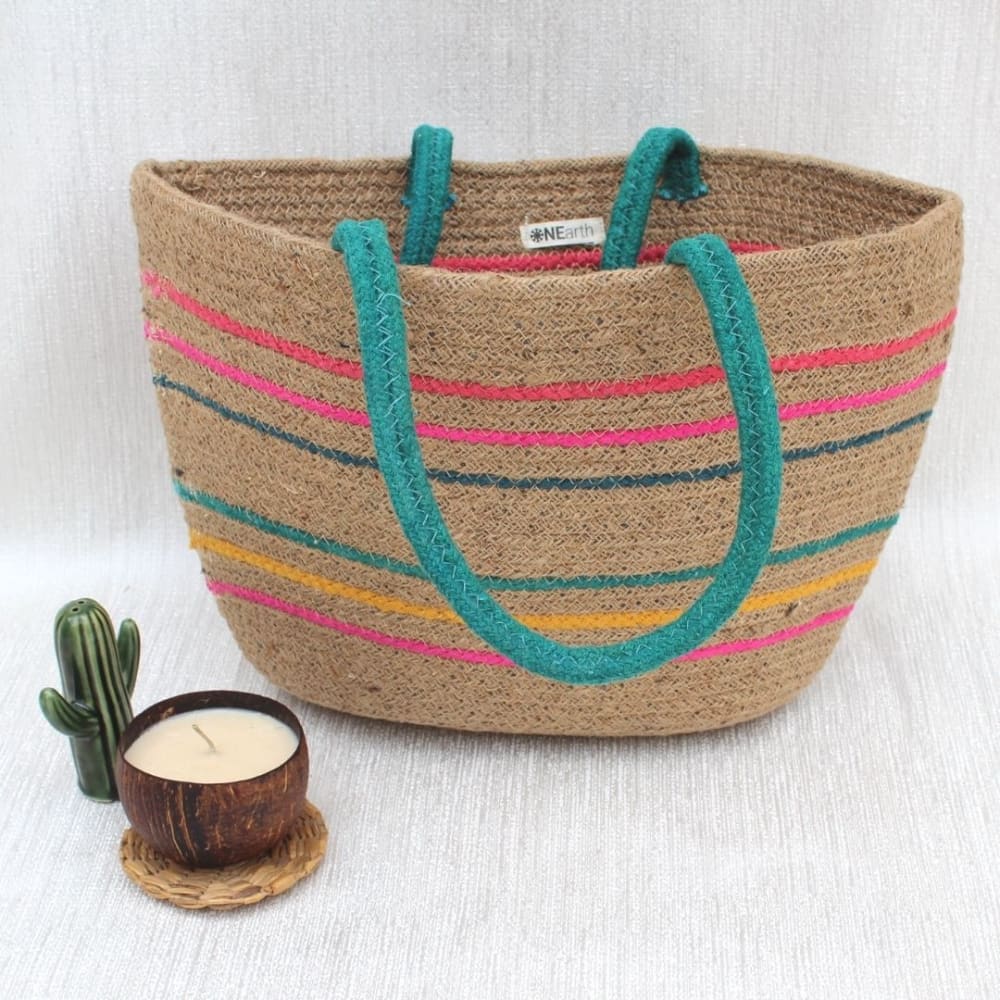 Multicolour Jute Tote Bag - Bags