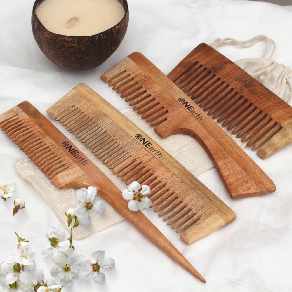 ONEarth Organic Neem Wood Combs Pack of 4