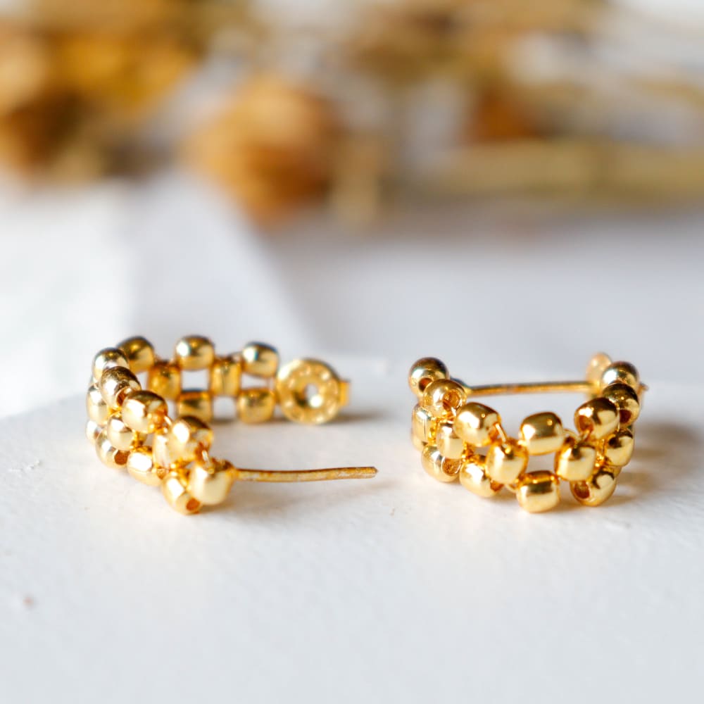 Strips - Gold Plated Brass Metal Earrings - Jewellery