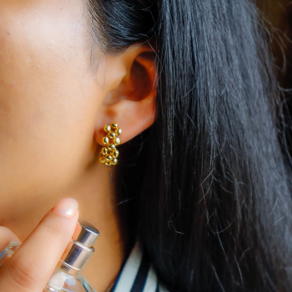 Strips - Gold Plated Brass Metal Earrings - Jewellery